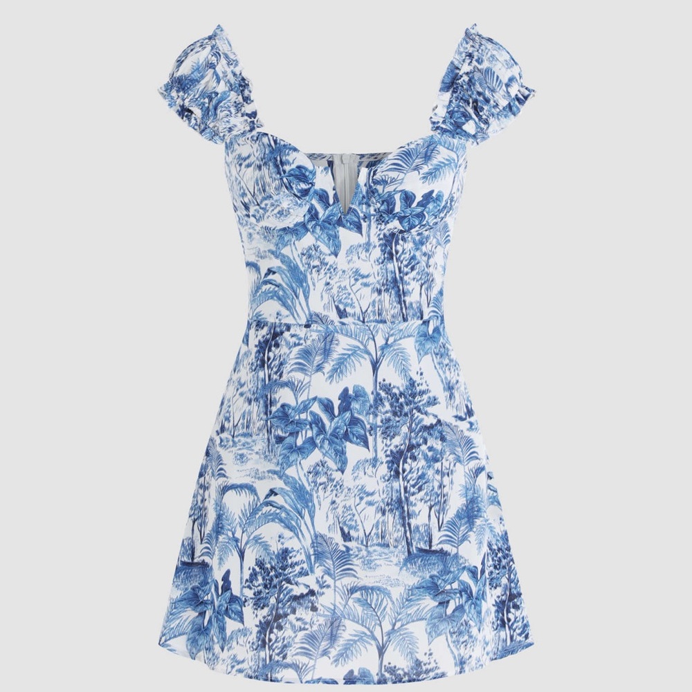Cider Landscape Painting V-Wire Mini Dress
